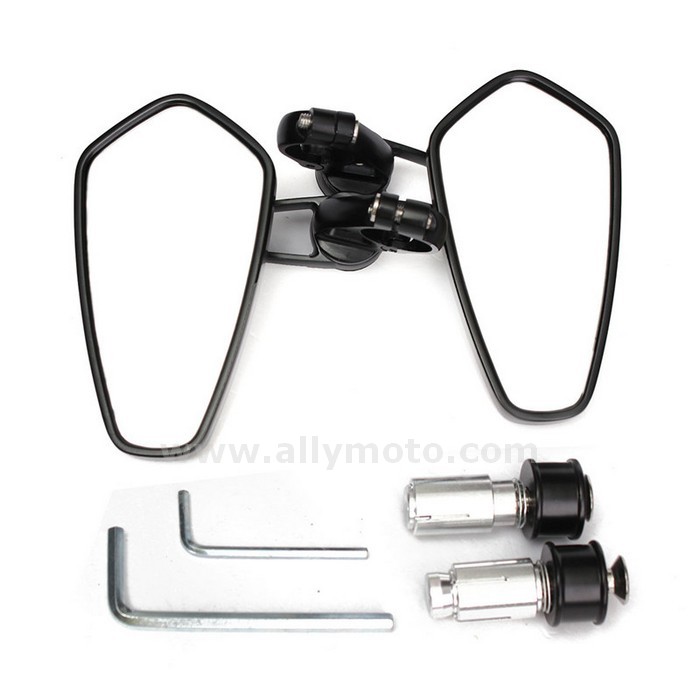 88 Universal 7-8 Inch 22Mm Motorcycle Handle Bar End Side Rearview Mirrors Black- Scooter Billet Aluminum